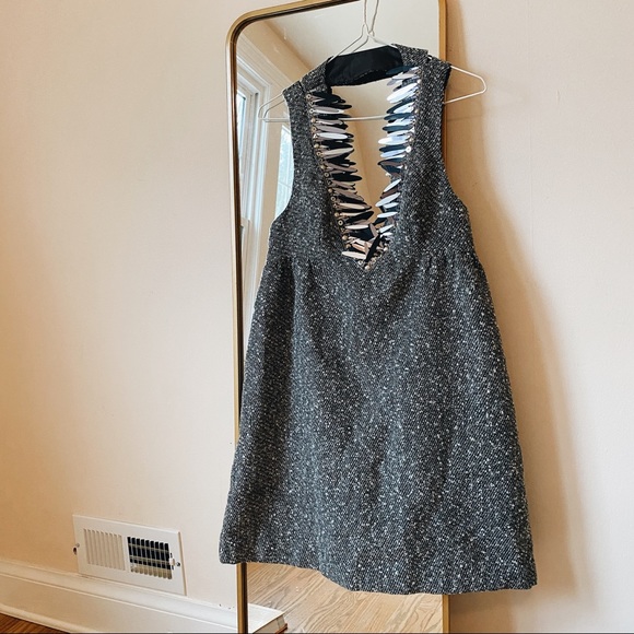 Anna Sui tweed dress with decorative neckline - Picture 3 of 3